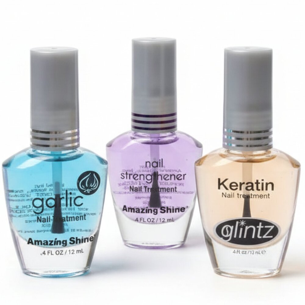 Nail Treatment 3‑Pack • Amazing Shine + Glintz • Strengthener & Growth Formula